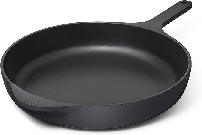 Caraway Cast Iron Skillet - 12” Enameled Cast Iron Pan With 3 Layer Enamel Coating - No Seasoning Required - Compatible With All Stovetops - Free From Forever Chemicals - Charcoal
