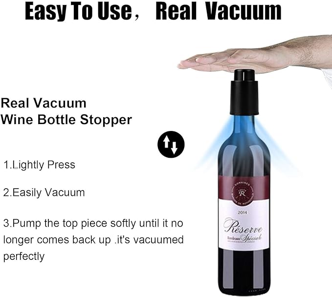 [2 PACK]Wine Bottle Stoppers, Reusable Wine Stoppers, Vacuum Wine Preserver with Time Scale Record, Wine Savers Vacuum Pump Corks Keep Wine Really Fresh, Best Gift Accessories.