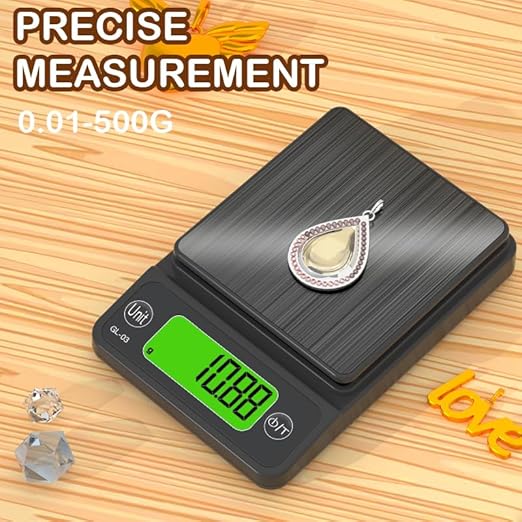 Digital Pocket Scale, 500g/0.01 Portable Precision Gram Scale Grams and Ounces，Food Scale Jewelry Scale with LCD Display, 5 Units Tare for Powder, Gem, Coffee, Coin, Tea, Weed