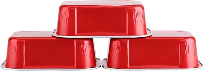 EUSOAR Cupcake Cups with Lids, 5.7oz 50pcs Disposable Desserts Flan, Baking Cups with Lids, Aluminum Foil Desserts Cupcake Flan, Catering Gathering Shower Favor-Red