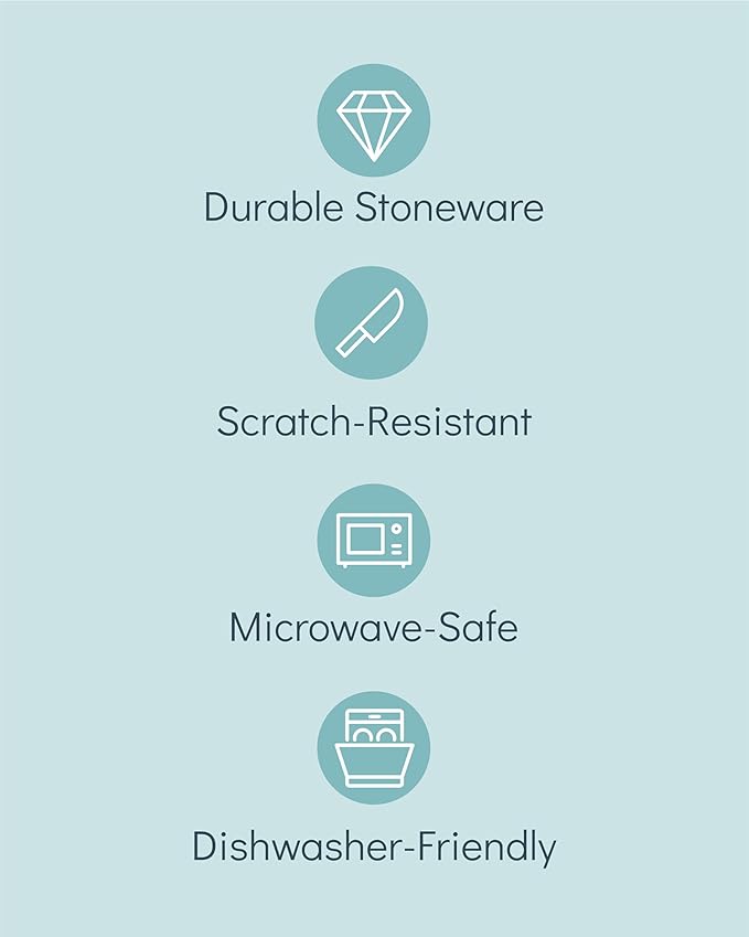 Stoneware Dinnerware Set for 8 People HYGGE 24-Piece - Elegant Scandi Design - Premium Dish Set - Bowl and Plate Set - Tableware for 8 People in a Ribbed Design - Pure Living in Green