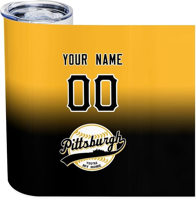 Custom Tumbler Stainless Steel Cup Personalized Baseball Vacuum Insulation Travel Mug Add Your Name Number Fans Gift for Baseball Fans