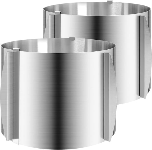 2 Pcs 6-12 Inch Adjustable Cake Mold Ring, 5.91'' High, 6 to 12'' Adjustable Cake Ring Cake Baking Supplies Baking Rings Round Stainless Steel Bakeware Tools with Scaling DIY Baking Mold Tool