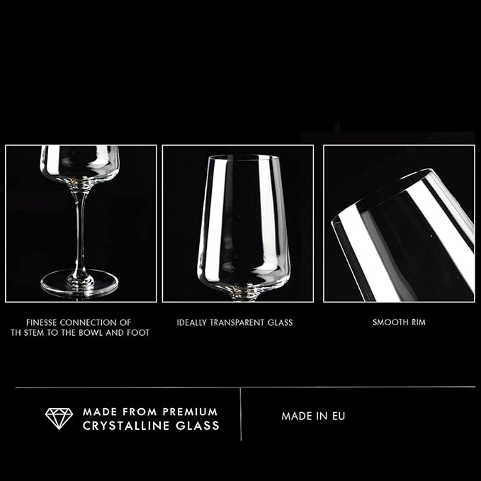 Krosno Red Wine Glasses, Set of 6, 16.91 oz, Infinity Collection, Ideal for Cabernet, Merlot, Classic Elegant Shape, Premium Glass, Lead-Free, Dishwasher Safe, Made in Europe