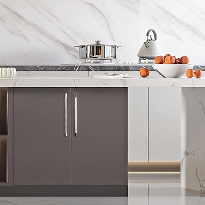 10 Pack 10 inch(254mm) Brushed Satin Nickel Kitchen Cabinet Handles Knurled Cabinet Pulls Drawer Pulls Kitchen Hardware