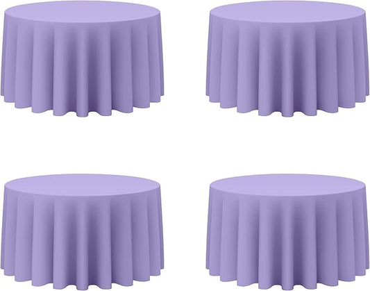 BRILLMAX 4 Pack Lavender Round Tablecloths 120 Inch - Circle Bulk Linen Polyester Fabric Washable Table Cloth Cover for Wedding Reception Banquet Birthday Party Buffet Restaurant
