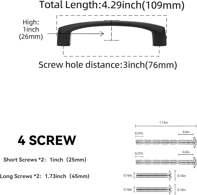 30 Pack 3 Inch(76mm) Kitchen Cabinet Handles Matte Black Cabinet Pulls Zinc Alloy Drawer Pulls Solid Kitchen Hardware