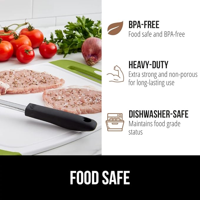 GORILLA GRIP BPA-Free Reversible Kitchen Cutting Board Set of 3, US Designed, Nonporous, Juice Grooves Catch Liquid, Slip Resistant Border, Dishwasher Safe, Durable Food Chopping Boards, Lime Green