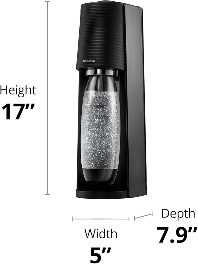 SodaStream Terra Sparkling Water Maker Bundle in Black - includes 3-Pack CO2 and Carbonating Bottle