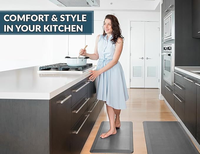 ComfiLife Anti Fatigue Floor Mat – 3/4 Inch Thick Kitchen Mats for Floor, Standing Desk Mat, Kitchen Rug – Comfort at Home, Office – Durable – Stain Resistant – Non-Slip Bottom (20" x 39", Charcoal)