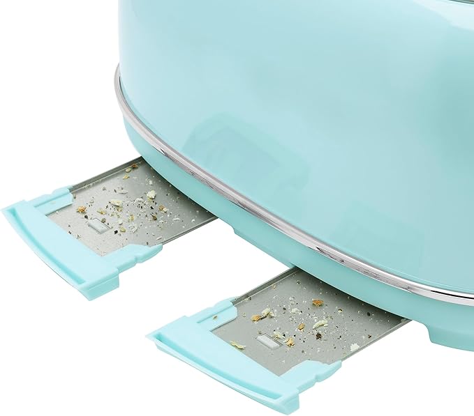Haden Heritage 4 Slice Wide Slot Stainless Steel Toaster with Adjustable Browning Control & Non-Slip Feet, Turquoise & Chrome