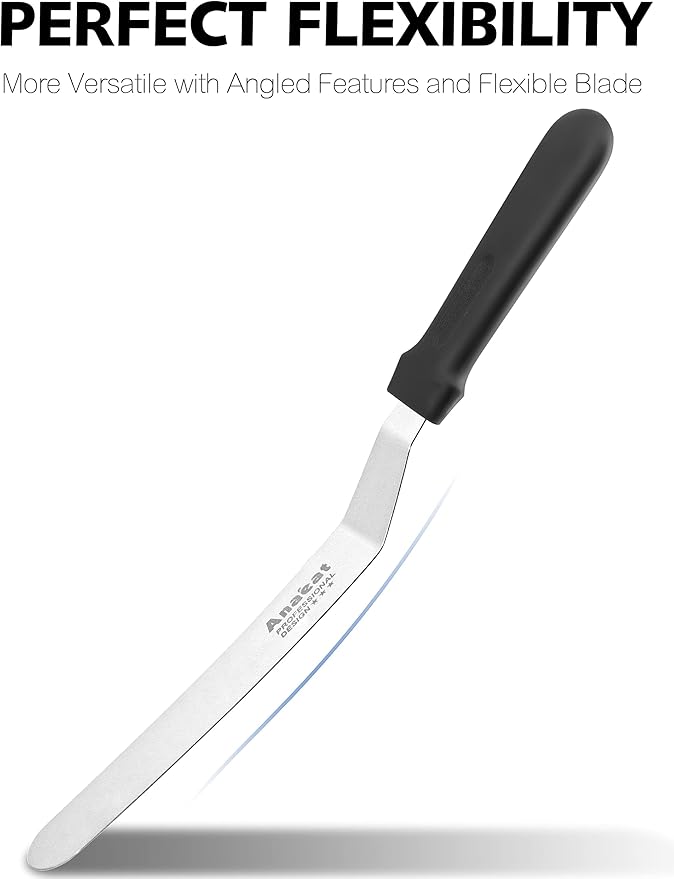 Anaeat Icing Spatula, Professional Cake Angled Offset Spatula with 6" Stainless Steel Blade - Thickened Frosting Knife with Durable Plastic Handle for Cake Decorating, Pastry & Baking