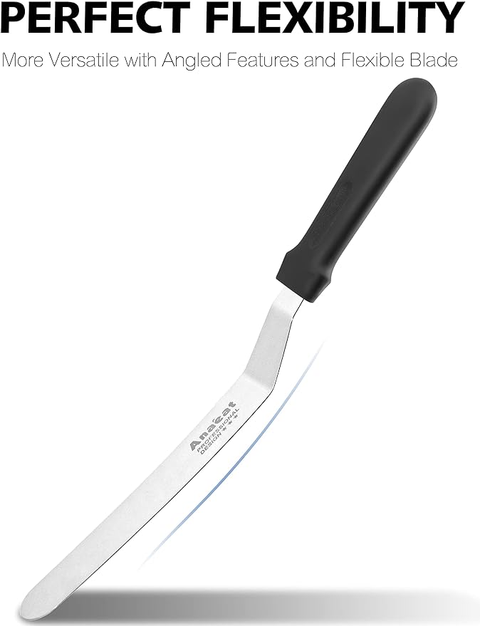 Anaeat Icing Spatulas, Set of 2 Professional Cake Angled Offset Spatula with 6", 8" Stainless Steel Blades - Thickened Frosting Knife with Durable Plastic Handle for Cake Decorating Pastry & Baking