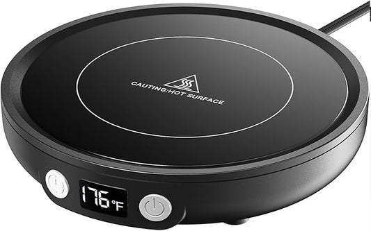 SWEETFULL Mug Warmer - Upgraded 36W Coffee Cup Warmer for Desk with 130℉-176℉ Digital Display, 2-12H Timer Auto Shut Off, Smart Electric Coffee Heating Plate, Ideal Gifts for Women Men - Black