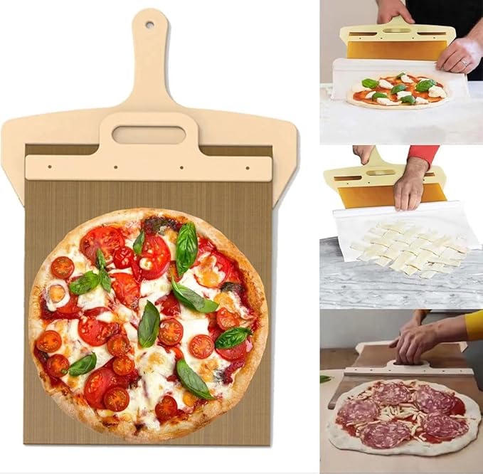 Premium Sliding Pizza Peel | Non-Stick Pizza Spatula Paddle with Wooden Handle | Smart Pizza Slider for Indoor & Outdoor Ovens | Large 19.68" x 11.81" Pizza Board