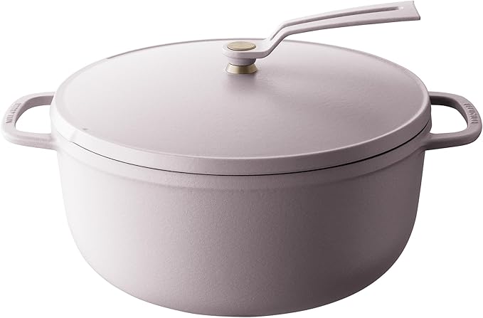 Vermicular Oven Pot 2.0 | Lightweight Enameled Cast Iron Pot | 26cm (5.9 Qt) | Non-Toxic | Induction-compatible | Dutch Oven | Made in Japan | Matte Himalayan Pink
