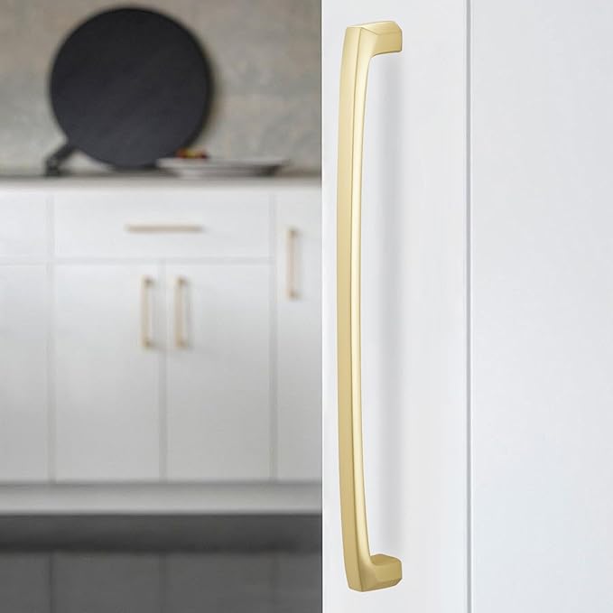 10 Pack 12-3/5 Inch(320mm) Kitchen Cabinet Handles Brushed Brass Cabinet Pulls Zinc Alloy Drawer Pulls Solid Kitchen Hardware
