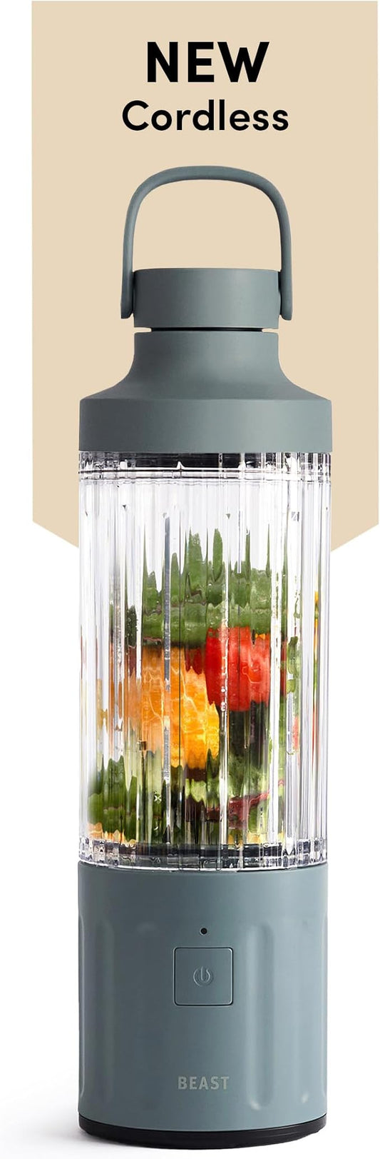 Beast GO Cordless, Premium Portable Blender for Shakes & Smoothies, 22oz Blending Vessel, Blends Ice & Frozen Fruit, Rechargeable USB-C Battery, Drinking Lid and Straw System (Mist)