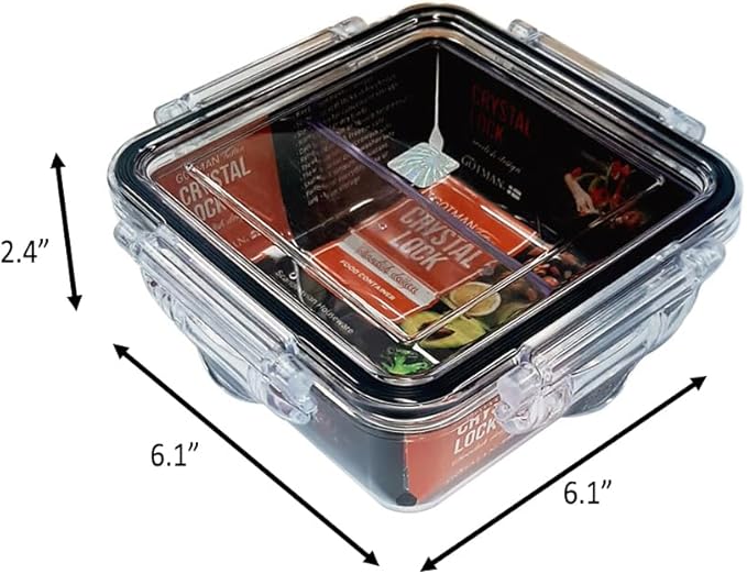 Airtight Food Storage Container with Lid(26.4 oz, 2 Removable Boxes) - Tritan 100% | BPA-Free | Candy and Nuts Organizer| Fruits, Vegetables, Snacks | Travel, Party and Picnic | Meal Prep| Lunch box