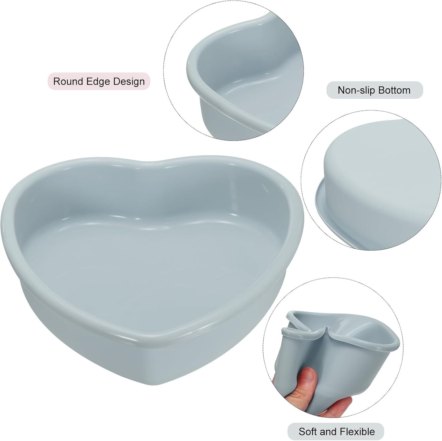 uxcell 2pcs Silicone Heart Shaped Cake Pans, 12 Inch Non-Stick Heart Cake Molds, Silicone Cake Baking Pan for Cake, Muffins, Cheese Cake, Grey