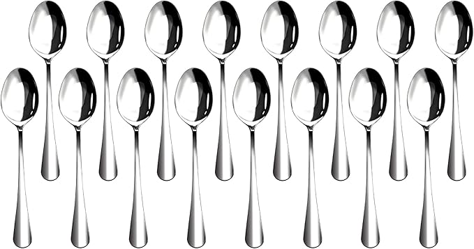 16 Pieces Heavy Duty Teaspoons Set,6.8" Tea Spoons Silverware,Food Grade Stainless Steel teaspoons,Small Spoons for Home, Kitchen, Restaurant,Mirror Polished and Dishwasher Safe
