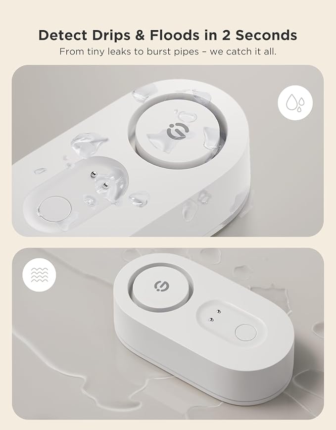 GoveeLife Upgraded Smart Water Leak Detector 1s with 1804ft Ultra-Long Range, WiFi Water Sensor with SMS/Email/APP Push and Sound Alarm, 5-Year Battery Life, Suit for Home, Basement, Kitchen, 3 Pack