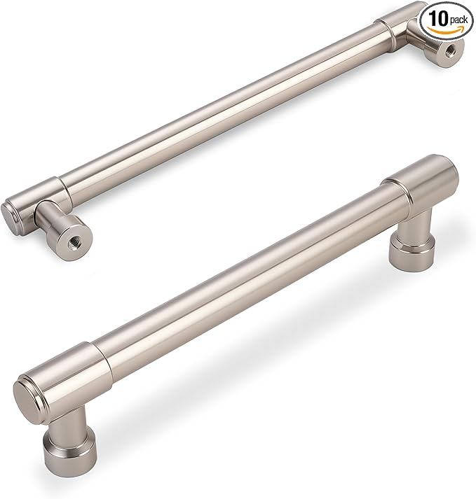 10 Pack Brushed Satin Nickel Cabinet Pulls 5 Inch(128mm) Hole Centers Kitchen Cabinet Handles Drawer Pulls