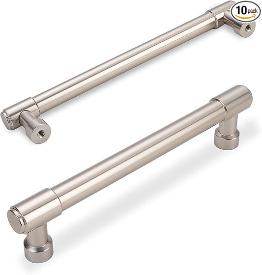 10 Pack Brushed Satin Nickel Cabinet Pulls 5 Inch(128mm) Hole Centers Kitchen Cabinet Handles Drawer Pulls