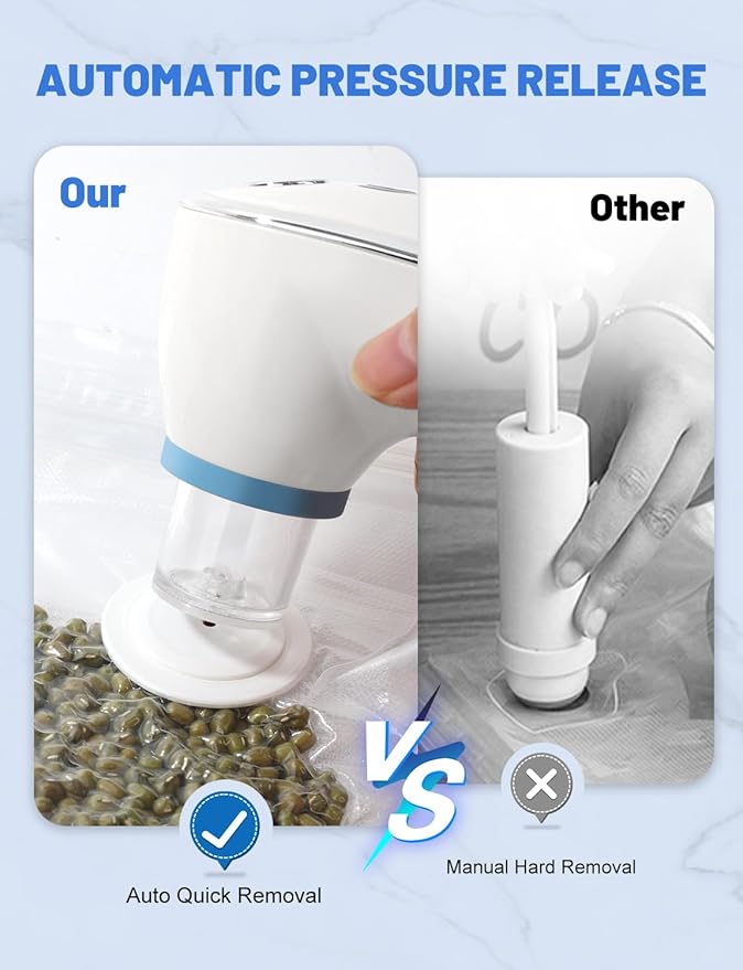 WanshengLe Handheld Vacuum Sealer for Food, Upgrade Cordless Compact Vacuum Sealer Machine, Portable Food Sealer with 30 Reusable Sous Vide Bags for Food Preservation, Fresh & Save Meal Prep