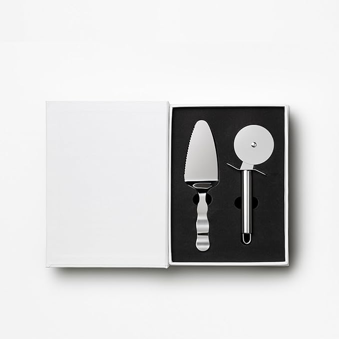 The Essentials, Pizza Tools – Pizza Cutter & Server Spatula Set with All the Accessories You Need in an Elegant Book-Style Case