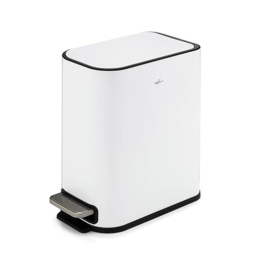 RED FACTOR Slim Small 1.3 Gallon Stainless Steel Pedal Trash Can with Soft Close Lid for Narrow Spaces – Wastebasket Bin with Removable Inner Bucket