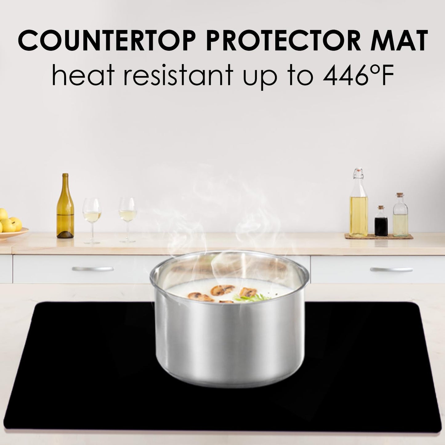 2 Pack Extra Large Silicone Mats for Baking Crafts, Multipurpose Kids Dinner Placemat Desk Countertop Waterproof Protector Heat Insulation Kitchen Pastry Rolling Dough Pad, Black, 23.6 x15.75 Inch