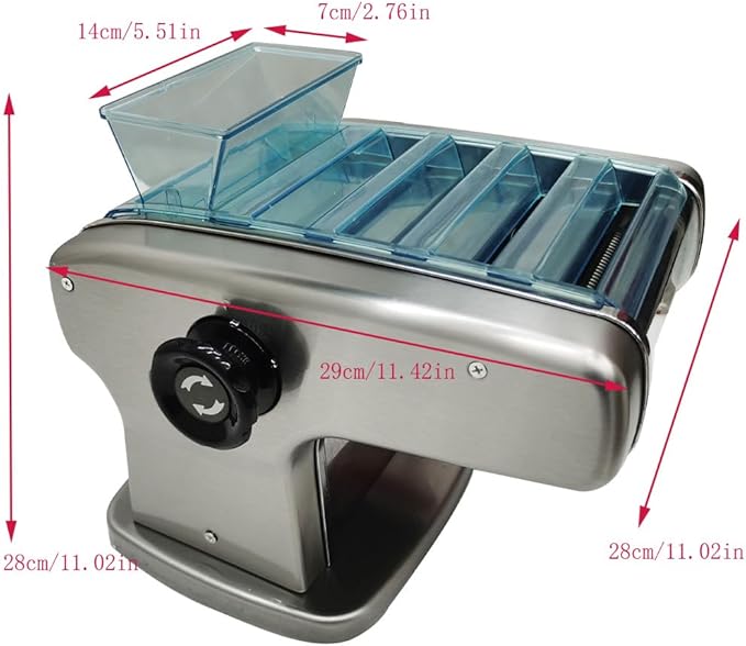 Electric Pasta Press Maker, Stainless Steel Noodle Making Machine, Adjustable Thickness, Automatic Noodle Maker Dough Pressing Machine for Home Commercial 110V 135W