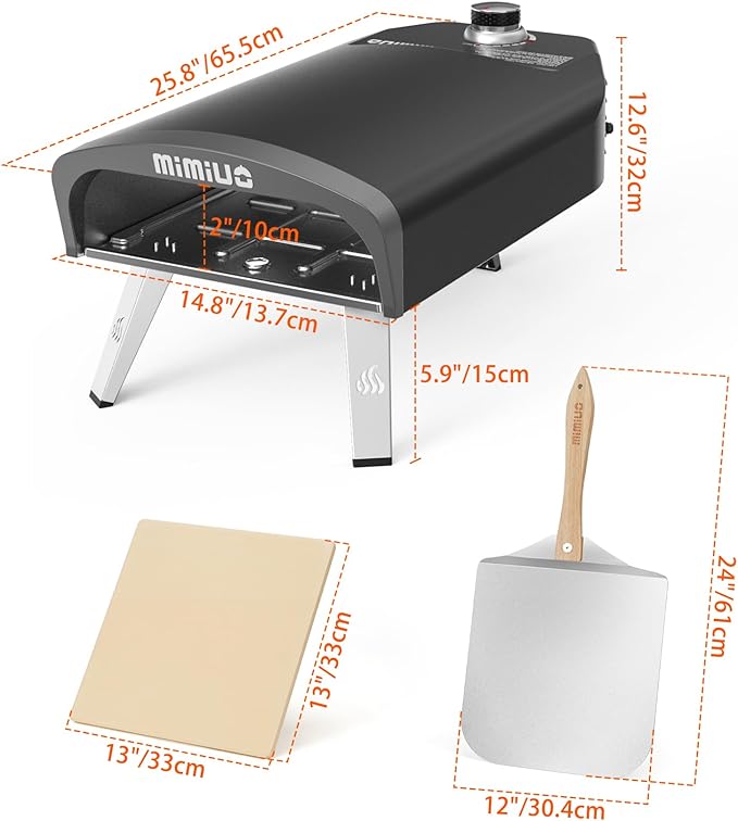 Gas Pizza Oven Outdoor - Portable Propane Pizza Ovens for Outside - Professional Pizza Stove with 13 inch Pizza Stone, Ideal for Any Outdoor Kitchen