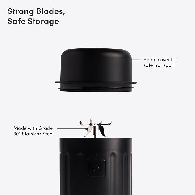 Beast GO Cordless, Premium Portable Blender for Shakes & Smoothies, 22oz Blending Vessel, Blends Ice & Frozen Fruit, Rechargeable USB-C Battery, Drinking Lid and Straw System (Carbon Black)