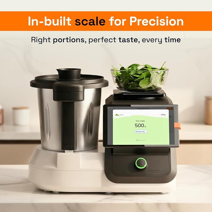 upliance Smart Cooking Companion | Cooks 750+ Recipes: Pav Bhaji, Pasta, Soup, Kadhai Paneer & More | 10 Preparation Modes | AI-Powered | Built-In Weighing Scale | Phone App | WiFi