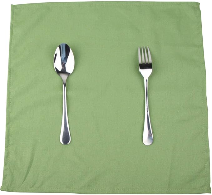 Soft Color Linen Blended Thin Dinner Cloth Napkins - Set of 12 (40 x 40 cm) - for Christmas Events & Home Use (Lime Green)