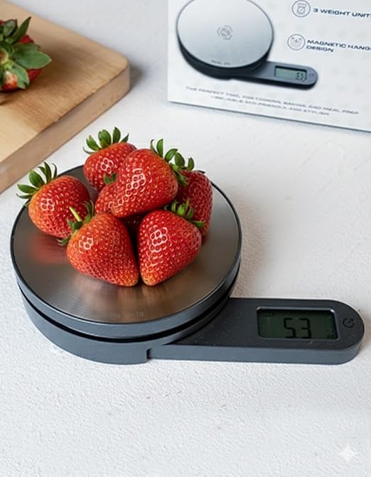 Battery-Free Digital Kitchen Food Scale – Dynamo Powered, High Precision, 11lb Capacity, Grams & Ounces, Tare Function – Portable Cooking & Baking Scale