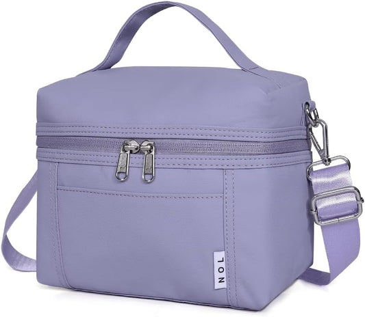 NOL Natural Organic Lifestyle Insulated Lunch Bags for Women Cooler Bag Lightweight Nylon Waterproof Lunch Box For Work (Small, Light purple)
