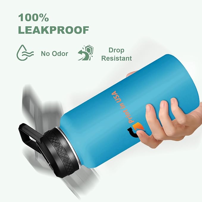 Personalized Custom Print in USA Water Bottle 100Pcs 32oz Stainless Steel Double Wall Coffee Cup with Lid & Straw Insulated Tumbler with Colorful Text Logo Photo