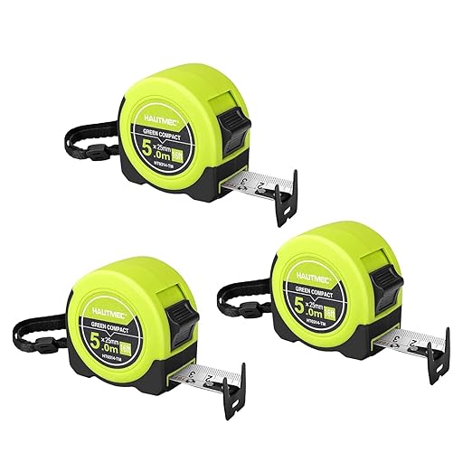 HAUTMEC Tape Measure 16ft with Dual Scale Metric and Imperial 1/8 Fractions Measuring Tape Compact Economical for Home DIY Renovations Crafting Quick Fixes HT0314-3PC