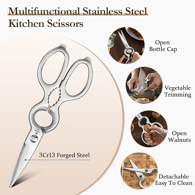 HEZHEN 8 PCS Kitchen Knife Block Set, German DIN 1.4116 Steel Knife Set with Block and Sharpener,Kitchen Shear, Ultra Sharp Blade,Red Wood Handle, Gift Packing