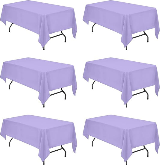 BRILLMAX 6 Pack Lavender Tablecloths for 6 Foot Rectangle Tables 60 x 102 Inch - 6ft Rectangular Bulk Linen Polyester Fabric Washable Cloth Cover for Wedding Reception Banquet Birthday Party