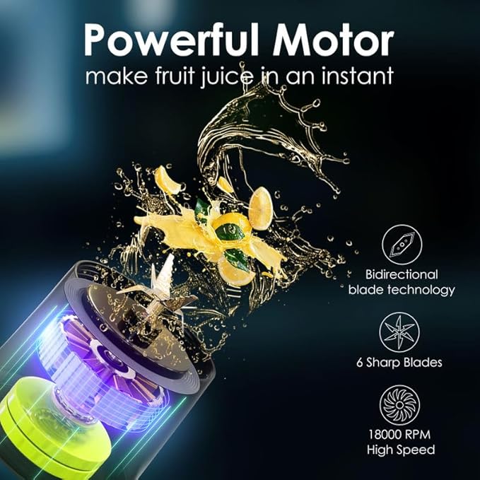 Personal Blender Wireless 24oz Cordless Mini 360 Watt Portable Blender-for Smoothies Freshly Squeezed Juices 6000mAh Self Cleaning and BPA Free Portable Juicer with 6 Sharp Blade Pearl White