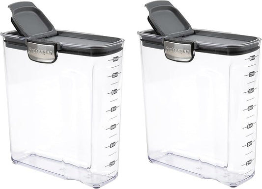 Progressive International ProKeeper+ Clear Plastic Airtight Food Baker's Kitchen Storage Organization Container Canister Set with Magnetic Accessories, 2- Piece Set (Cereal 4.2-Quart)