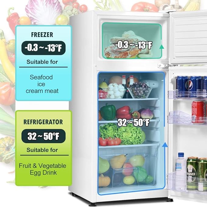 Safeplus 3.4 cu ft. Compact Refrigerator, Mini Fridge with Freezer and Shelves for Dorm Bedroom