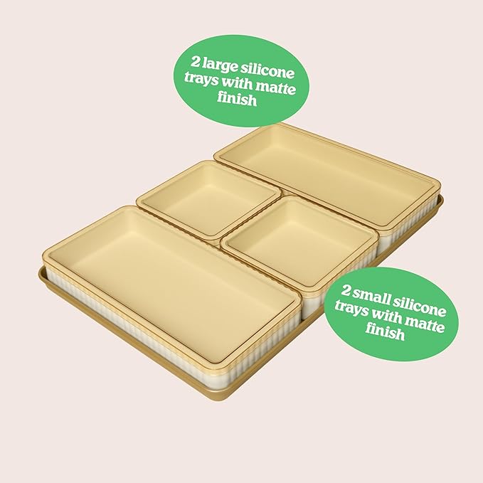 9-Piece Baking Set, Non-Stick Bakeware Set with 2 Large Silicone Trays, 2 Small Silicone Trays with 4 Lids & 1 Baking Sheet Tray, Oven-Safe Upto 450°F