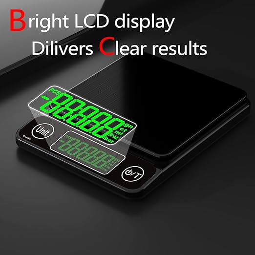 Kitchen Scale Digital Food Scale,Coffee Scale 500g/0.01 Digital Scale Food Kitchen,7 Units Gram Scale for Baking and Cooking LCD Display Mini Food Scale (Black(500g/0.01))
