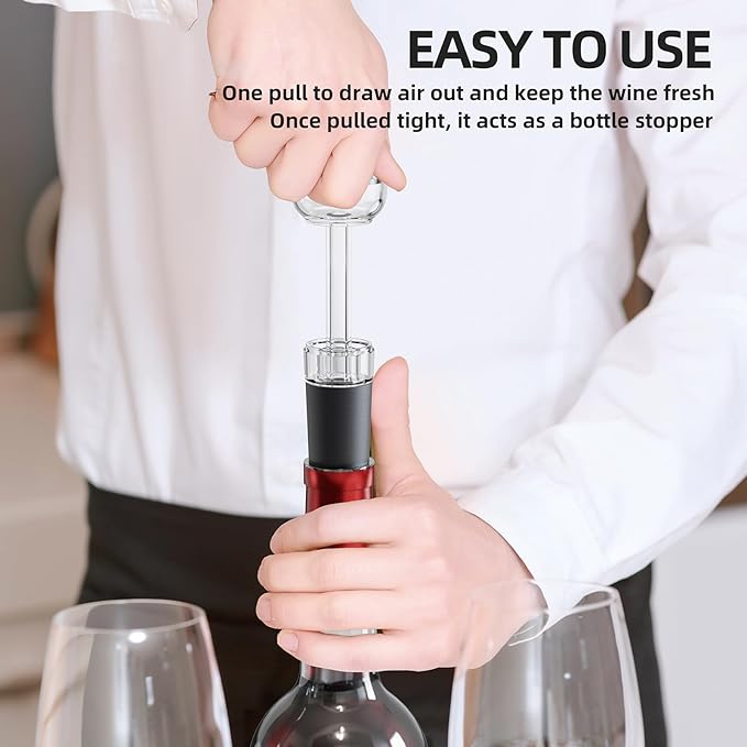 Rechargeable Electric Wine Opener Gift Set: Wine Opener, Aerator, Vacuum Stoppers & Foil Cutter - Wine Lovers Gifts for Women Men, Mom