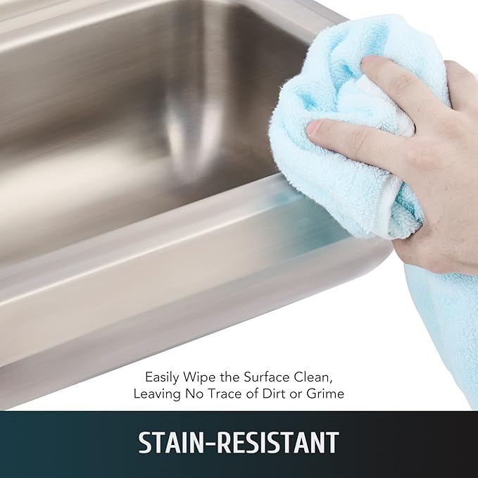 WILPREP Hand Sink Commercial Stainless Steel Sink for Washing, NSF Utility Sink with Gooseneck Faucet, Wall Mount Kitchen Sink for Restaurant Bar RV Bathroom Laundry Room (17 x 15 Inches)